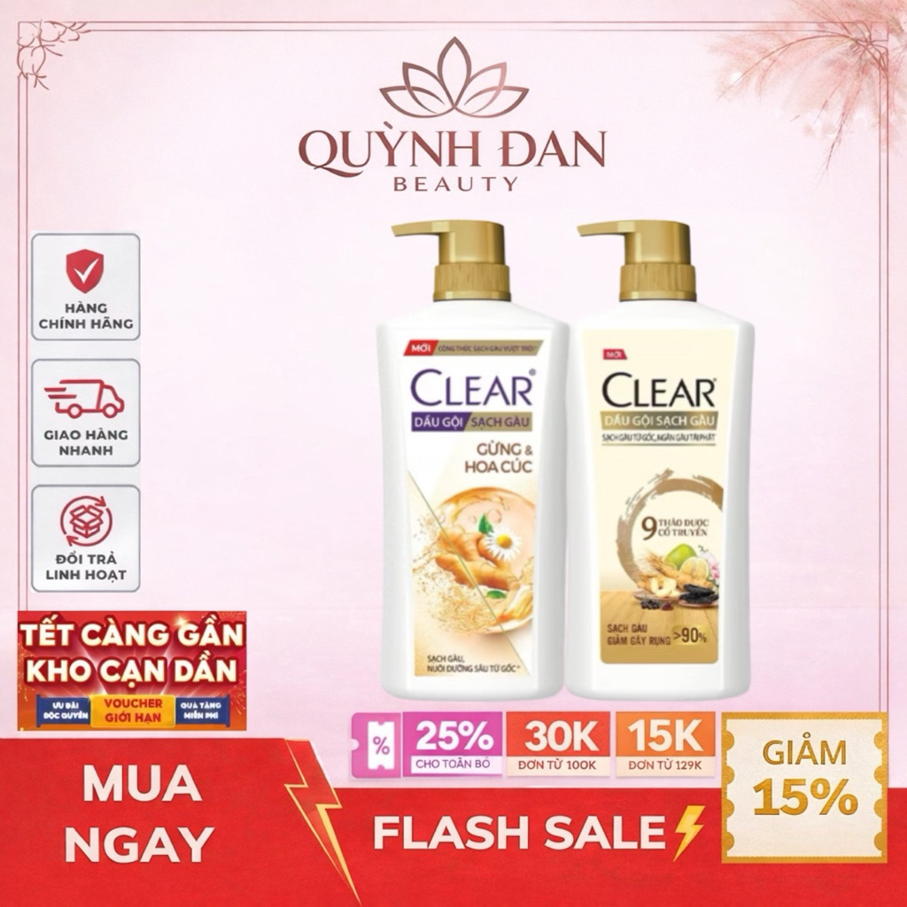 Dầu gội sạch gàu Clear Botanique 9 thảo dược quý 340g , 630g .