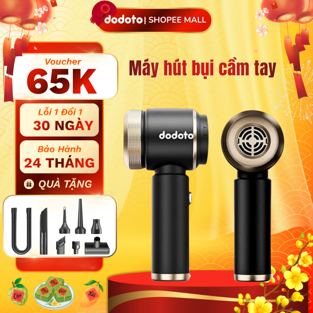 Máy hút bụi cầm tay Dodoto Lux Air V3 lực hút 25.000Pa, 2in1 thổi & hút, Bảo hành 24 tháng