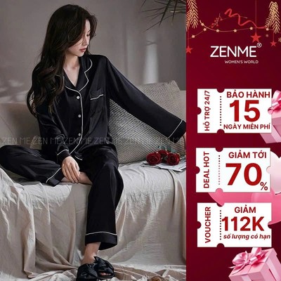 [DEAL BÁN CHẠY] Bộ Ngủ Pijama ZENME Thu Đông tay Dài Quần Dài Lụa Vân gỗ