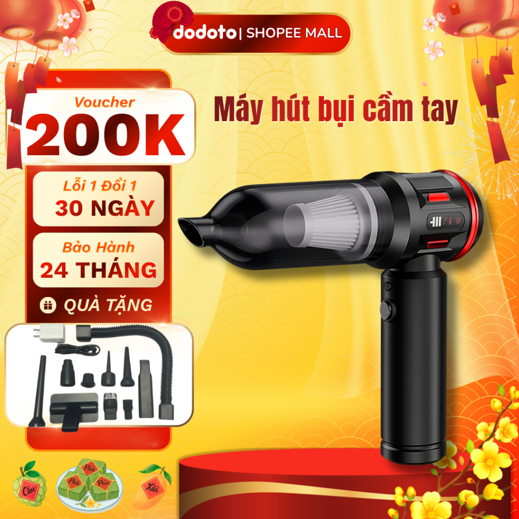 Máy hút bụi cầm tay Dodoto Lux Air V9 lực hút 25.000Pa, 2in1 thổi & hút, Bảo hành 24 tháng