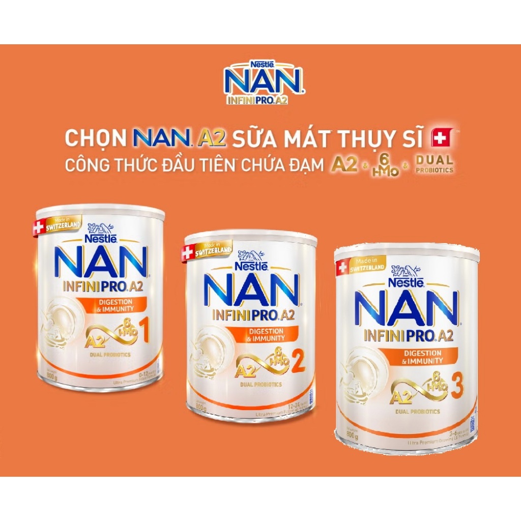 Sữa Nan Infinipro A2 6HMO số 1/2/3 800g (NK Chính Hãng, Lô Mới 2027)