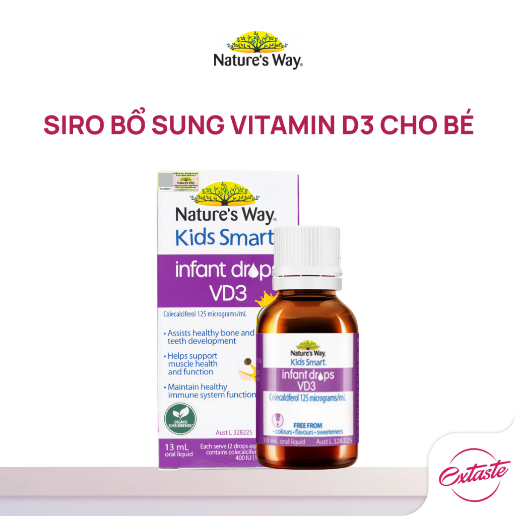 Vitamin D3 organic Nature’s Way, D3 thuần kids smart Infant drops từ hoa hướng dương