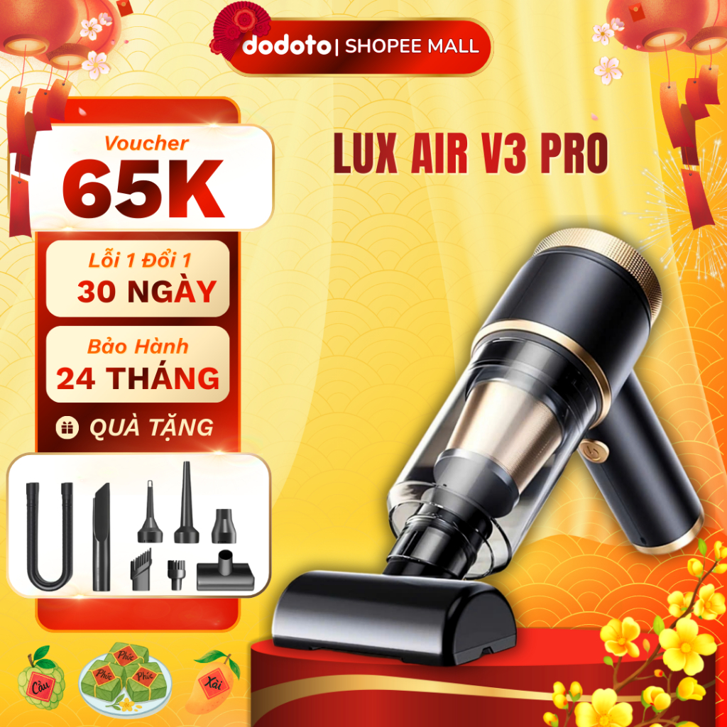 Máy hút bụi cầm tay Dodoto lực hút 25000Pa, 2in1 thổi & hút, Máy hút bụi không dây Bảo hành 24 tháng