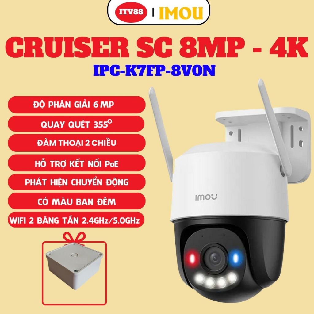CAMERA NGOÀI TRỜI IMOU CRUISER SC 8MP - IPC-K7FP-8V0N - GHI HÌNH CHUẨN 4K - HỖ TRỢ PoE - BH 2 NĂM