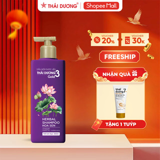 [Live ]  Dầu gội dược liệu Thái Dương 3Gold Hoa sen 500ml dành cho tóc thường,khô tặng gội/tắm Thái Dương 7 Plus 50ml