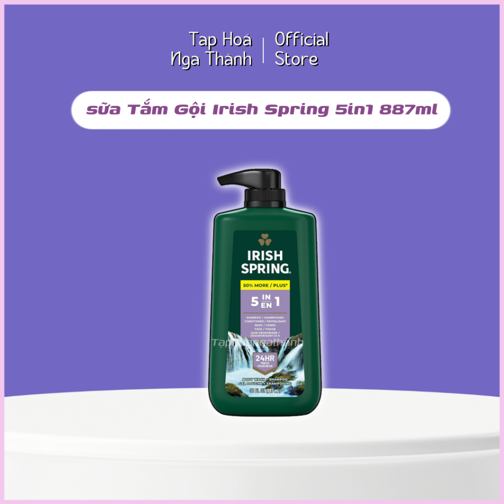 Sữa Tắm Gội 5 Trong 1 Dành Cho Nam Irish Spring Chính Hãng Mỹ 887ml