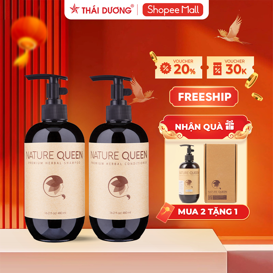 [MUA 2 TẶNG 1] Combo 3 chai dầu gội thảo dược cao cấp Nature queen 480ml dành cho tóc rụng,hỗ trợ mọc tóc-Sao Thái Dương