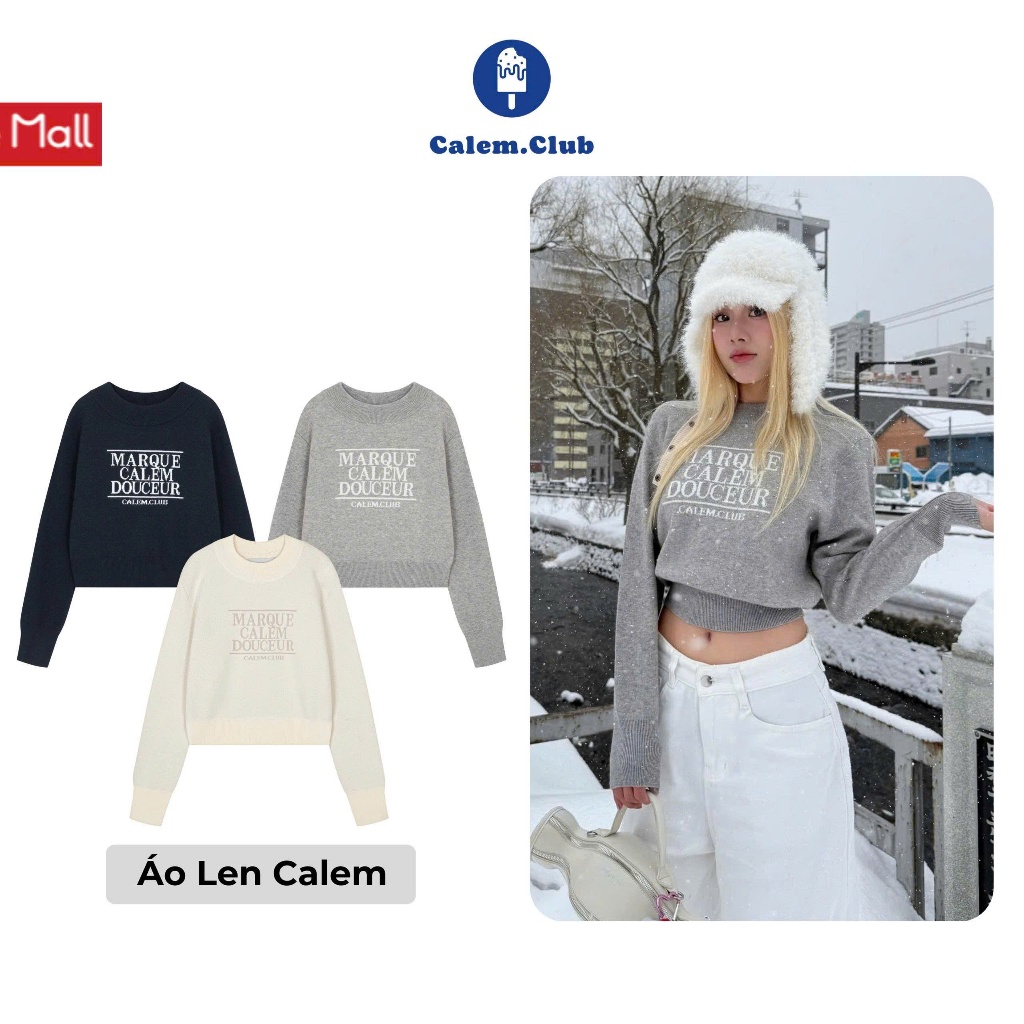 Calem Club - Áo len tay dài MCD- CALEM DOUCEUR chất len mềm co giãn 4 chiều form boxy