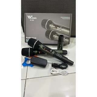 Micro đa năng KT 369 loại 2 tay mic , thân kim loại, tay mic dùng pin sạc, có chỉnh âm lương , sét tần số
