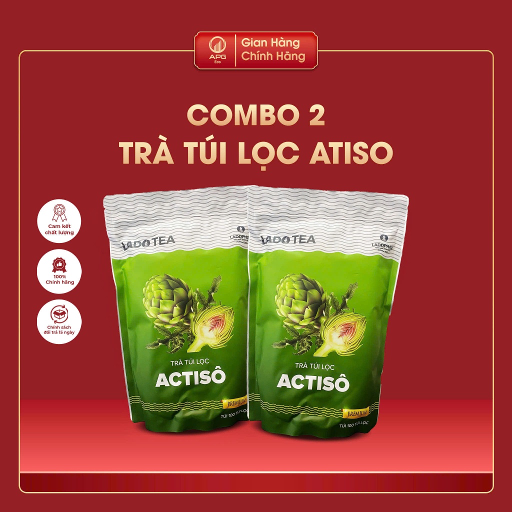 Combo 2 Túi Trà Atiso Ladophar, Quy cách Túi 100 túi lọc nhỏ, tăng cường sức khoẻ