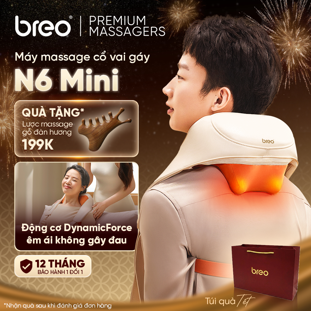 Máy Massage Cổ Vai Gáy BREO N6 Mini - Cam, 285x170x140mm, 1.25kg