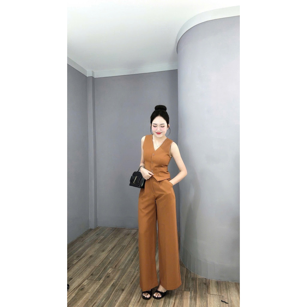 Set ghile kèm quần suông FOR HER CLOTHING 3 màu xám đen cam nâu