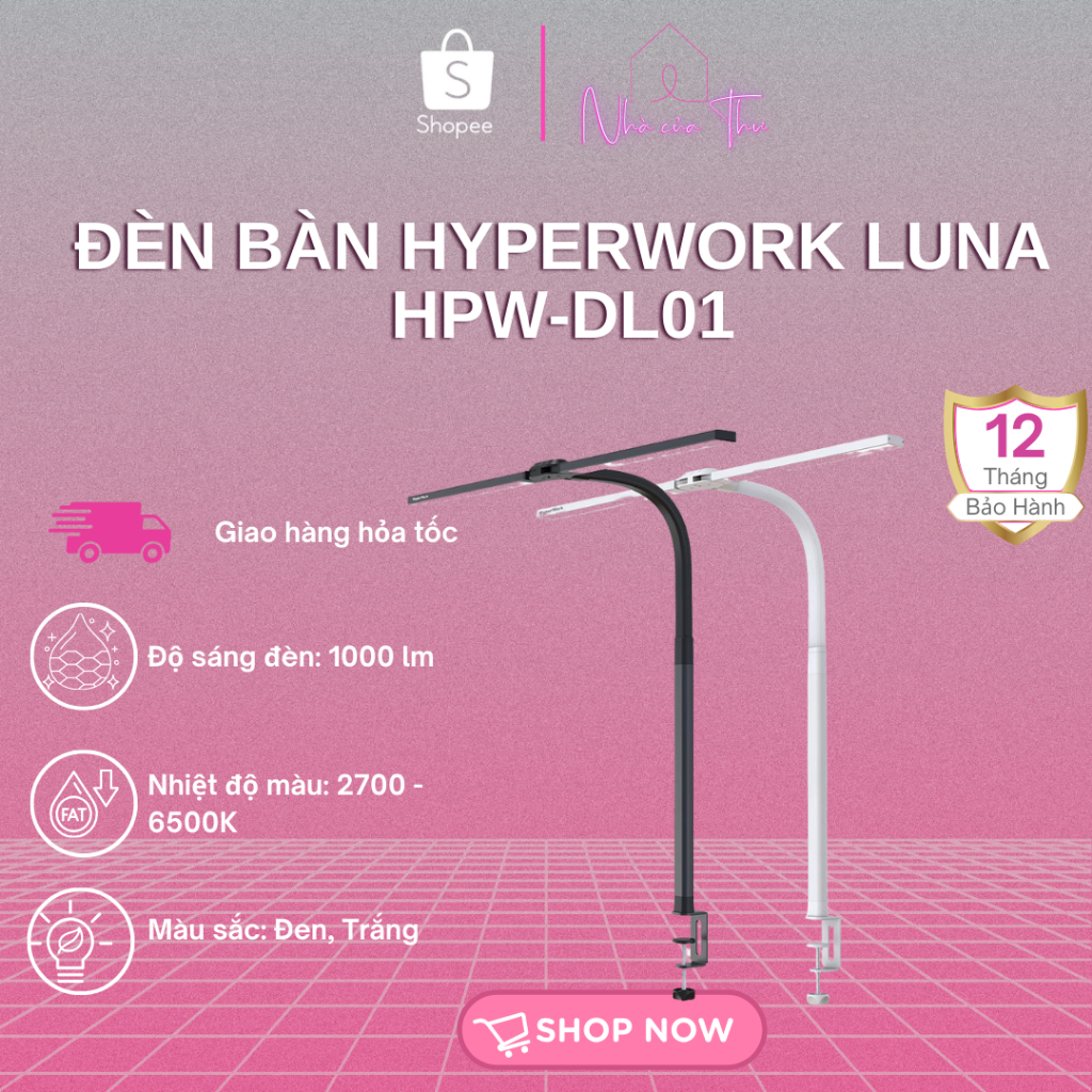 Đèn bàn HyperWork Luna HPW-DL01 - Bảo Hành Chính Hãng 12 Tháng