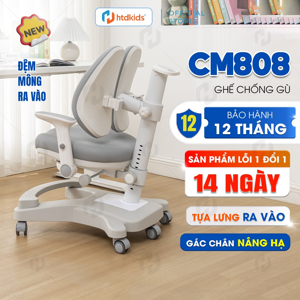 Ghế ngồi học thông minh chống gù lưng HTDkids CM808, căn chỉnh ra vào tựa lưng – Chấp cánh cho những