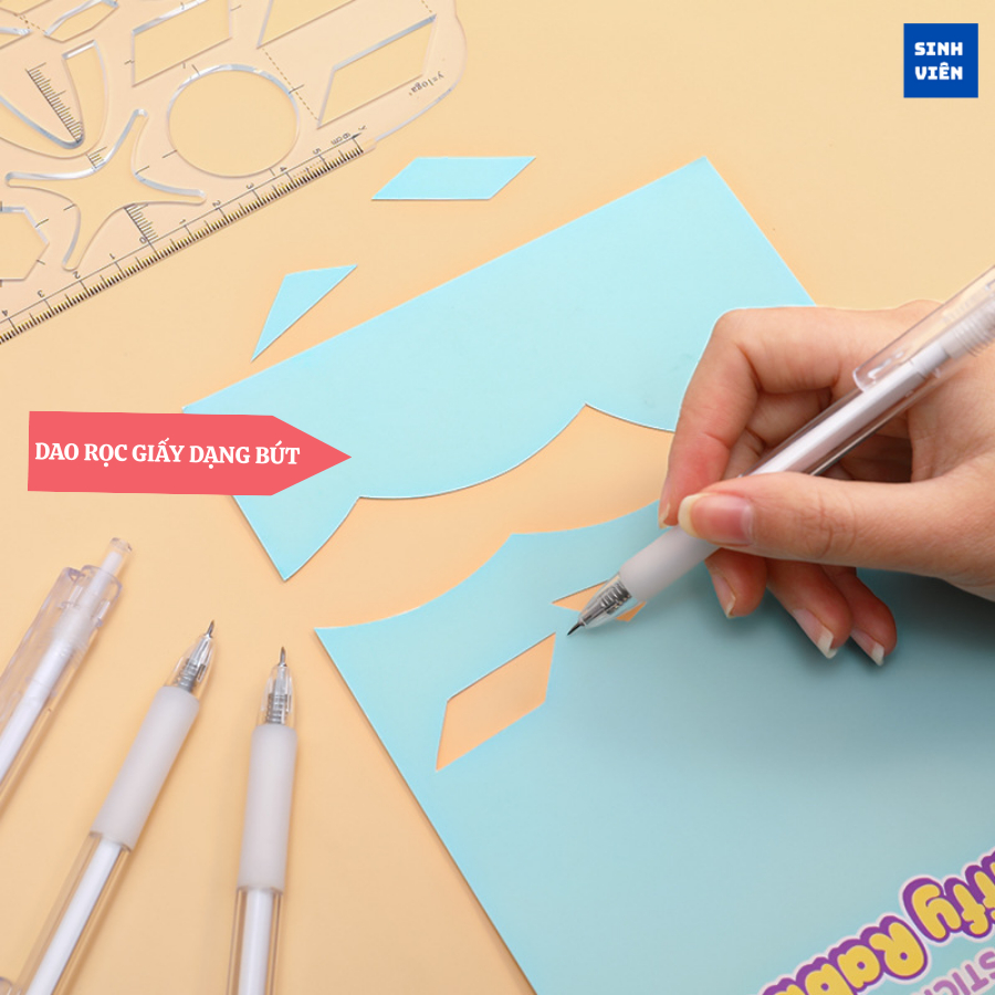 Dao Rọc Giấy Mini Dạng Bút Vỏ Trong Suốt, Sắc Bén Nhỏ Gọn Tiện Lợi Dễ Sử Dụng Cắt Hình Nhỏ ( DRGBT )