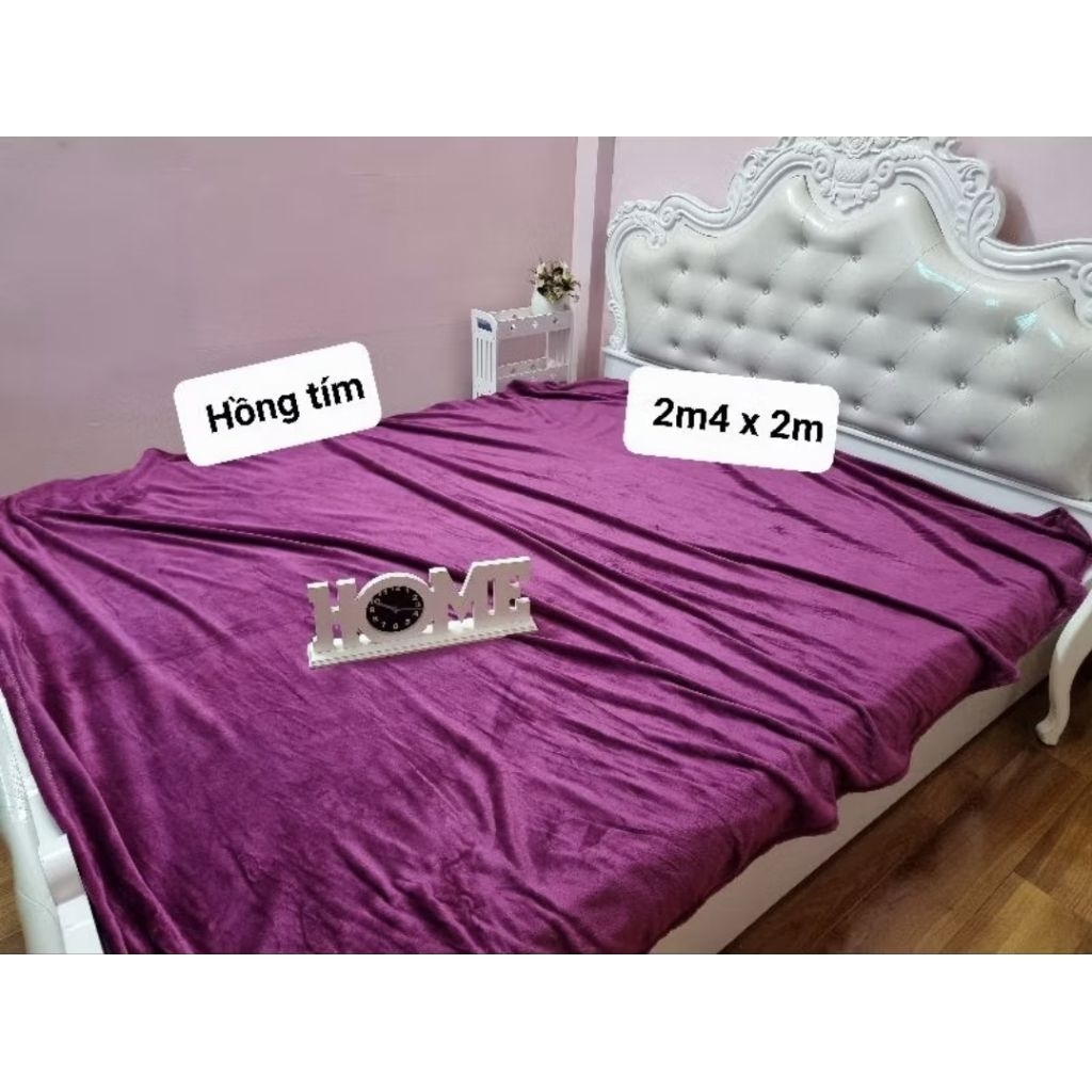 (Hỏa tốc HCM) Chăn trơn Cambodia mền trơn Tím hồng siêu mềm mịn 2m4 x 2m