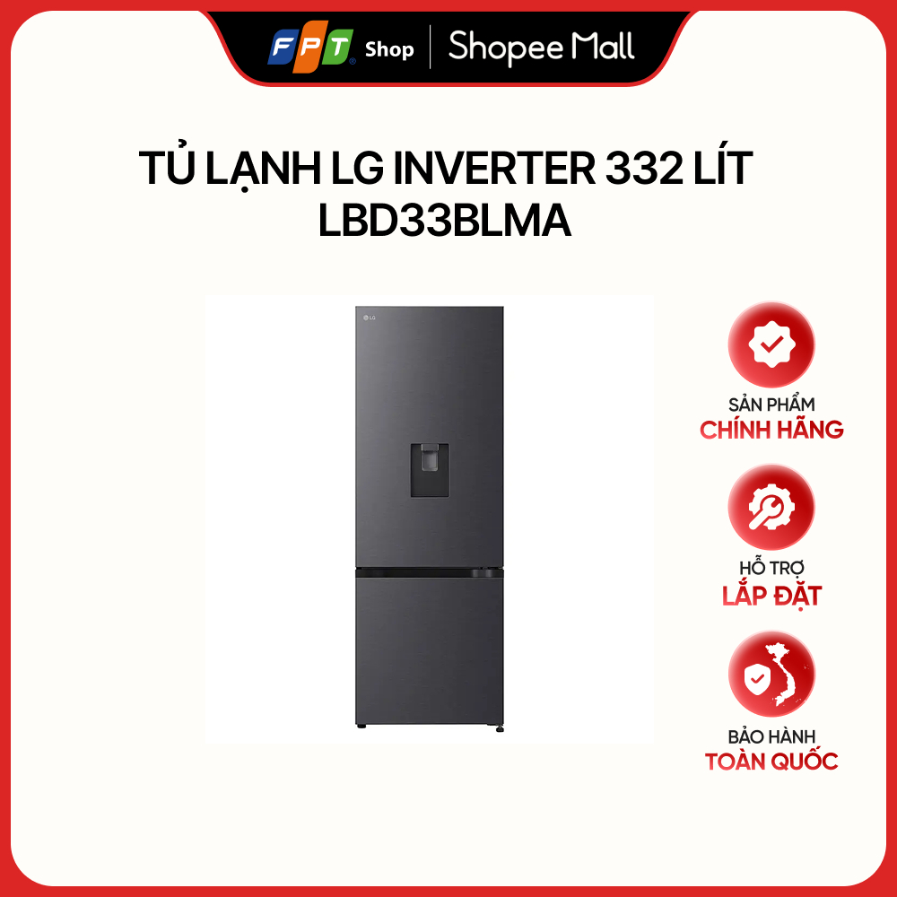 [HÀNG CHÍNH HÃNG] Tủ lạnh LG Inverter 332 lít LBD33BLMA