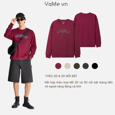 Áo Thun Nam Tay Dài CloudTouch™ Mềm Mịn "MICHIGAN" The No Style 020 Dáng Rộng Rãi F4 23342 |YaMe|