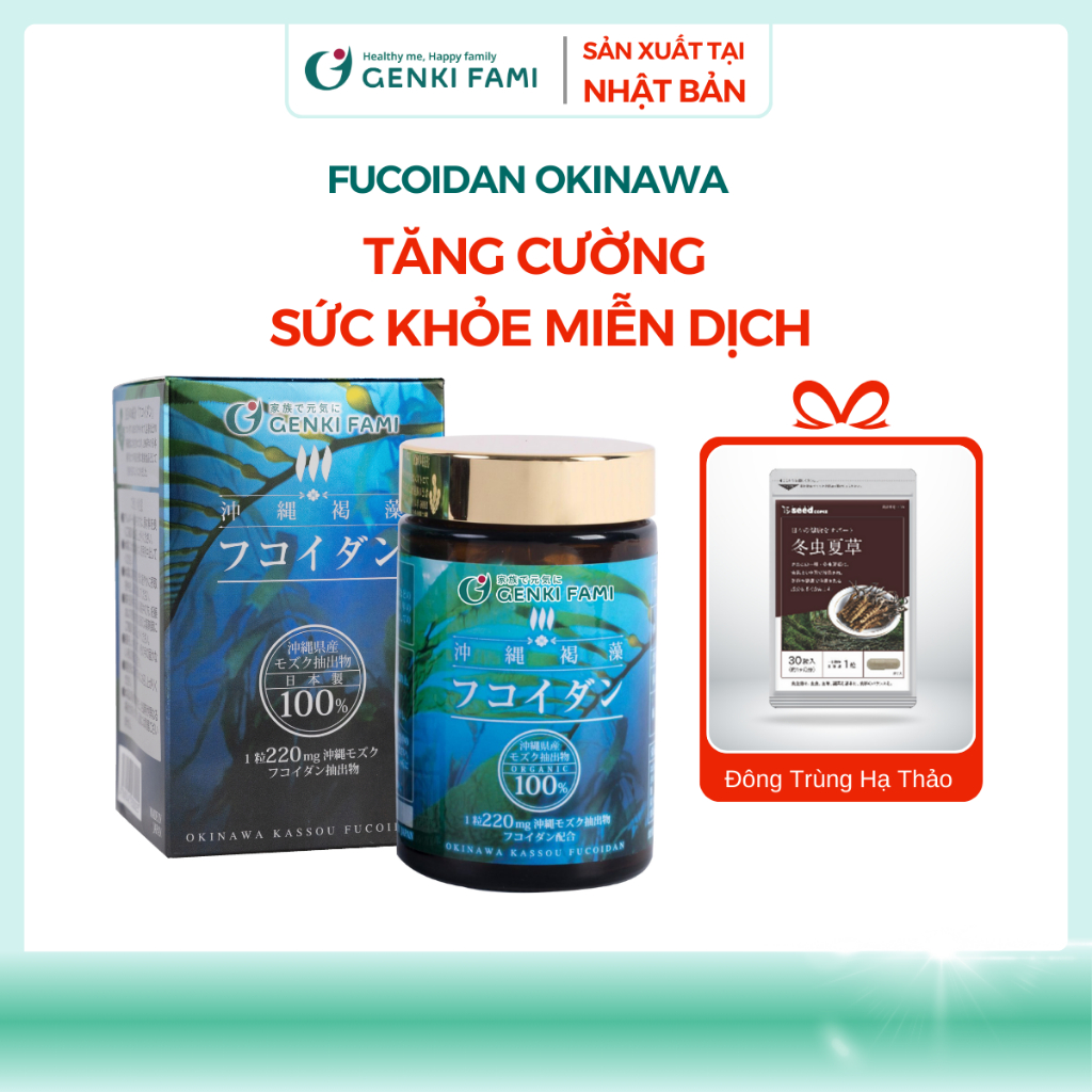 TPBVSK Fucoidan Okinawa Genki Fami Nhật Bản, Hỗ Trợ Phòng Ngừa Ung Bướu, Tăng Cường Đề Kháng, Miễn D