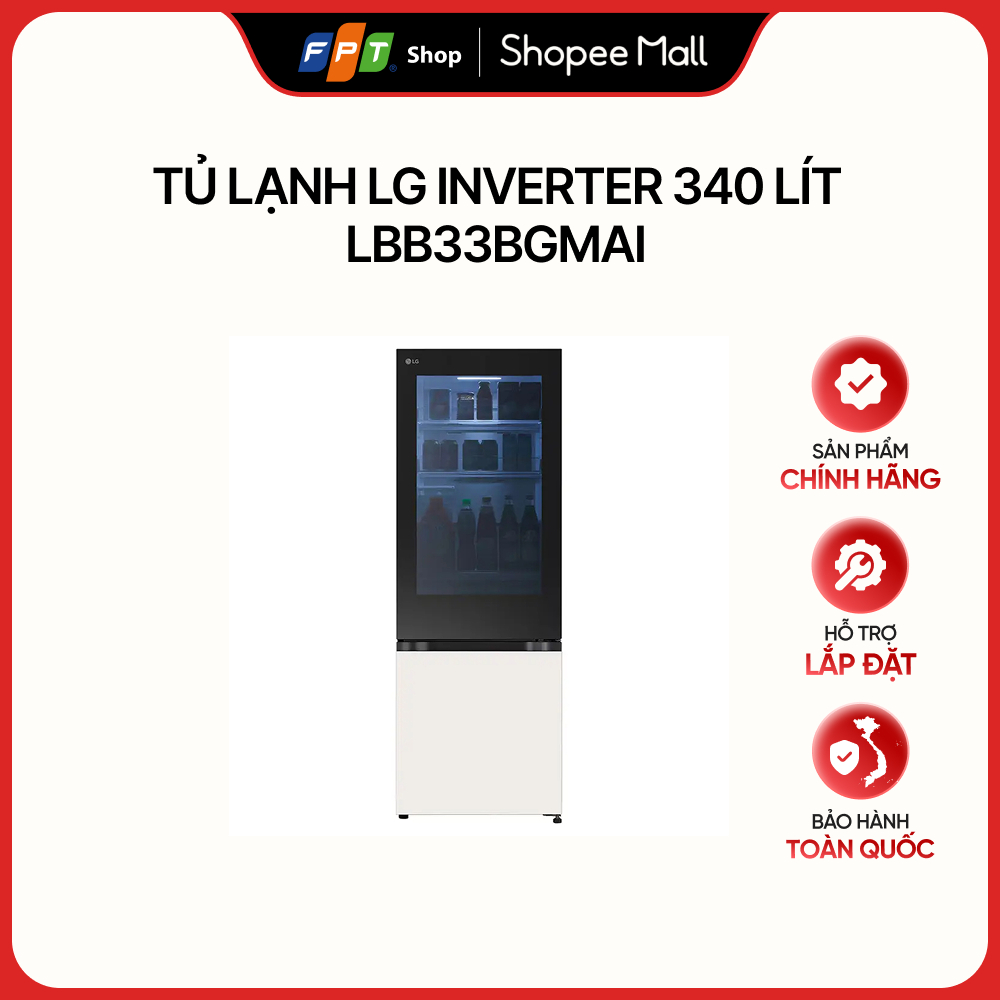[HÀNG CHÍNH HÃNG] Tủ lạnh LG Inverter 340 lít LBB33BGMAI