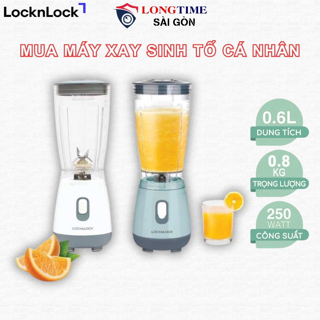 Máy Xay Sinh Tố LocknLock 600ml Personal Blender EJM436 Công Suất 250W Nhỏ Gọn, Tiện Lợi