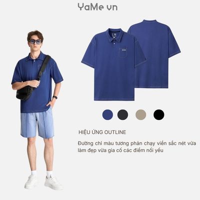 Áo Polo Nam Vải Cotton Co Giãn Thoải Mái FlexFit™ Điểm Nhấn Đường Chỉ Nổi The No Style 027 Dáng Rộng Rãi F4 23445 |YaMe|