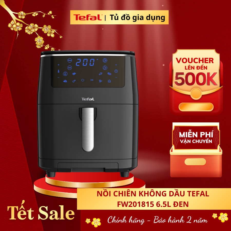 Nồi Chiên Không Dầu Tefal FW201815 6.5L Đen - Kết hợp hấp - Chính hãng | Bảo hành 2 năm