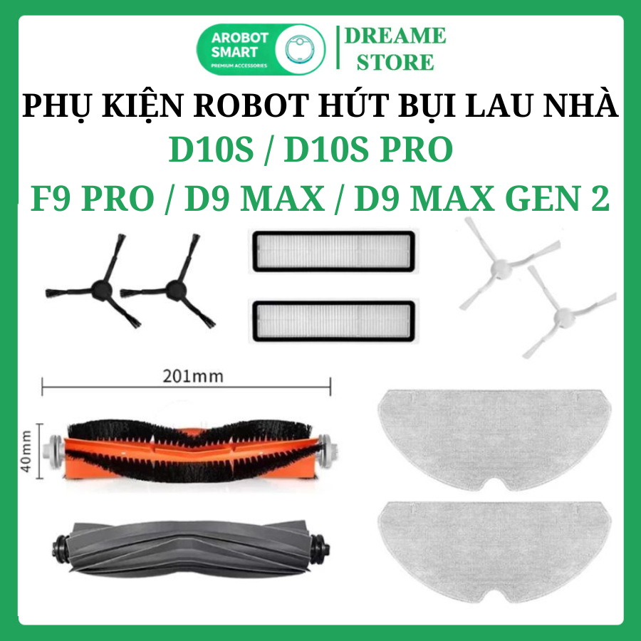 Phụ Kiện Robot Dreame D10s / D10s Pro / F9 Pro / D9 Max / D9 Max Gen 2 | Chổi Chính - Chổi Cạnh - Lọ