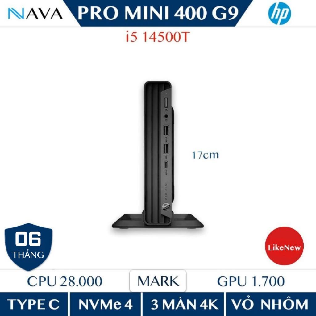Mini PC LikeNew - Cũ - 2nd HP Pro Mini 400 G9 i5 - 14500T Gen14, RAM DDR5, SSD NVMe dùng văn phòng