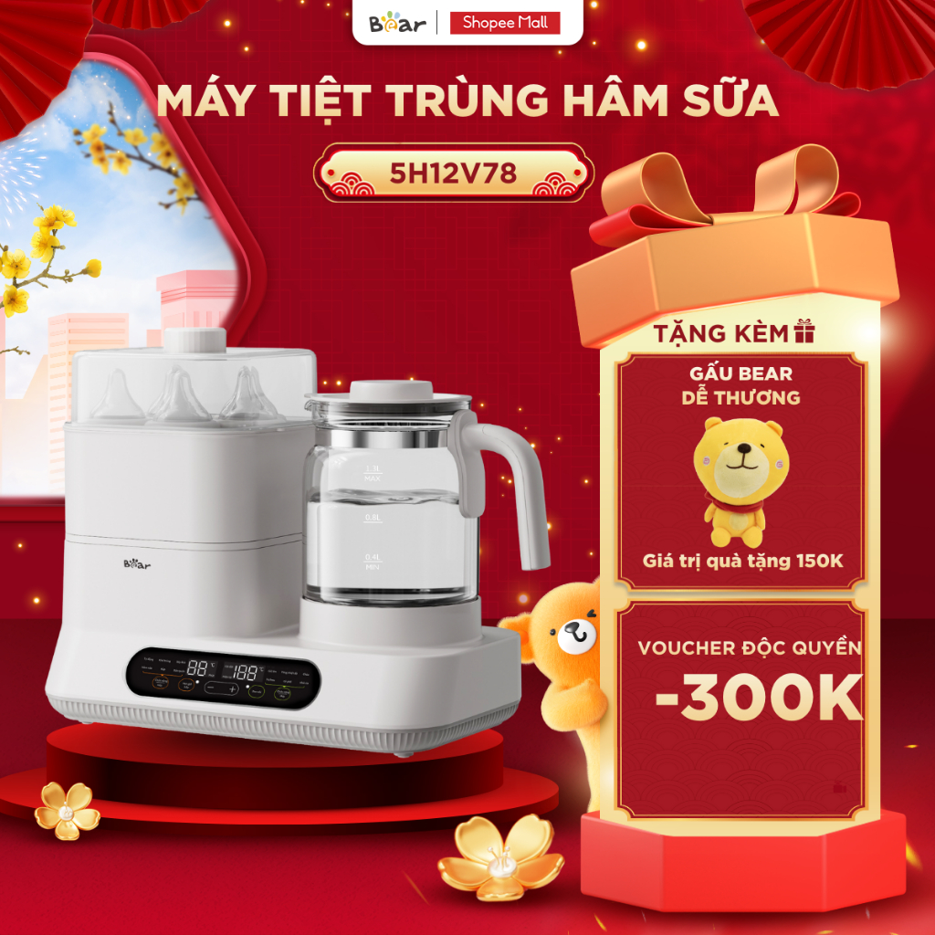 Máy Hâm Sữa Tiệt Trùng Bear 1.3L Máy Đun Nước Pha Sữa Cho Bé Máy Tiệt Trùng Vệ Sinh Bình Nước Đa Chứ