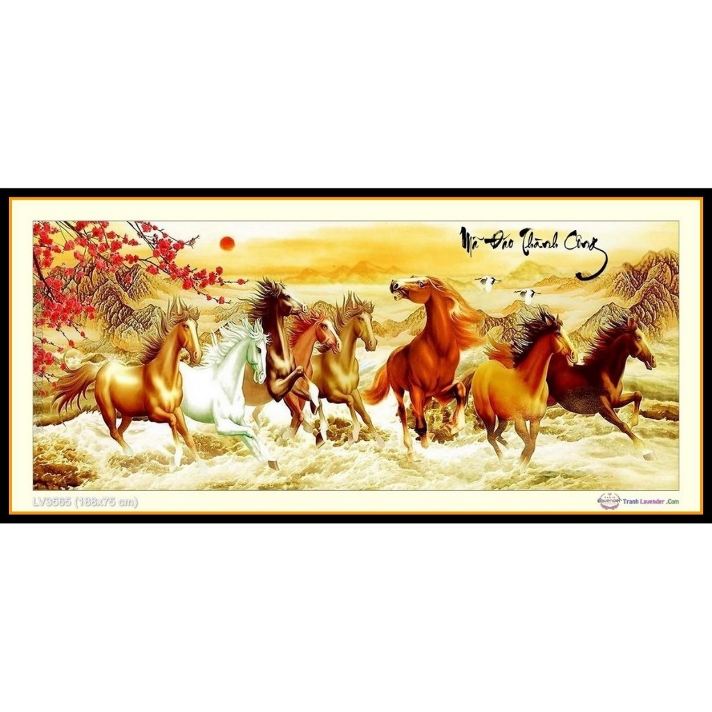 Tranh thêu chữ thập mã đáo thành công LV3565 - 188cm x 75cm - tự thêu