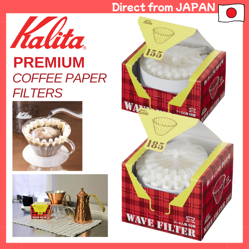 Kalita Umami Extracting Coffee Paper Filter Wave Filter forServings KWF-155, 50 Sheets, White #22211