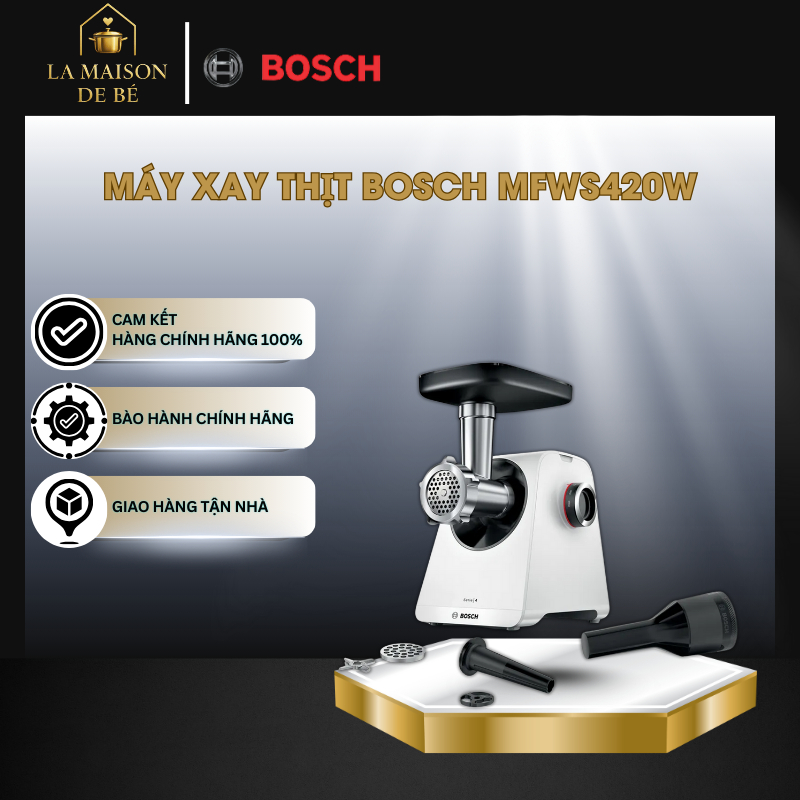 Máy Xay Thịt Bosch MFWS420W – 2 Tốc Độ – Điều Khiển Dễ Dàng Linh Hoạt – Hộp Số Hành Tinh - LMS