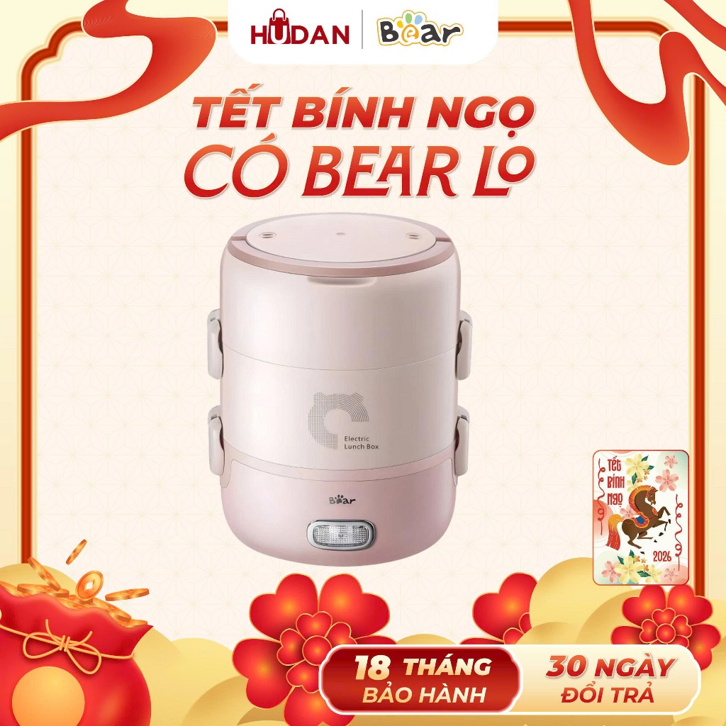 Hộp cơm điện Bear DFH-B20S6 3 tầng tròn 2L Nhỏ Gọn Tiện Lợi, Hộp Cơm Văn Phòng bảo hành 18 tháng