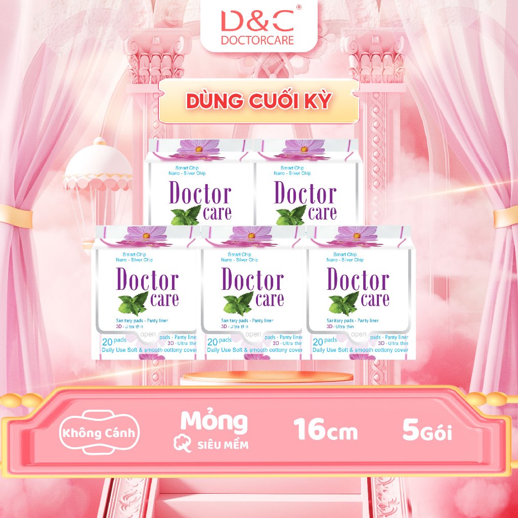 Combo 5 gói băng vệ sinh thảo dược Doctor Care hàng ngày 16cm Doctor Care Hà Nội Store [LOẠI BÉ DÙNG