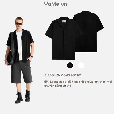 Áo Sơ Mi Nam Tay Ngắn Vải Dệt Họa Tiết Nổi 3DFlexFit™ Mặc Siêu Thoáng The No Style 184 Dáng Vừa Vặn F3 23837 |YaMe|