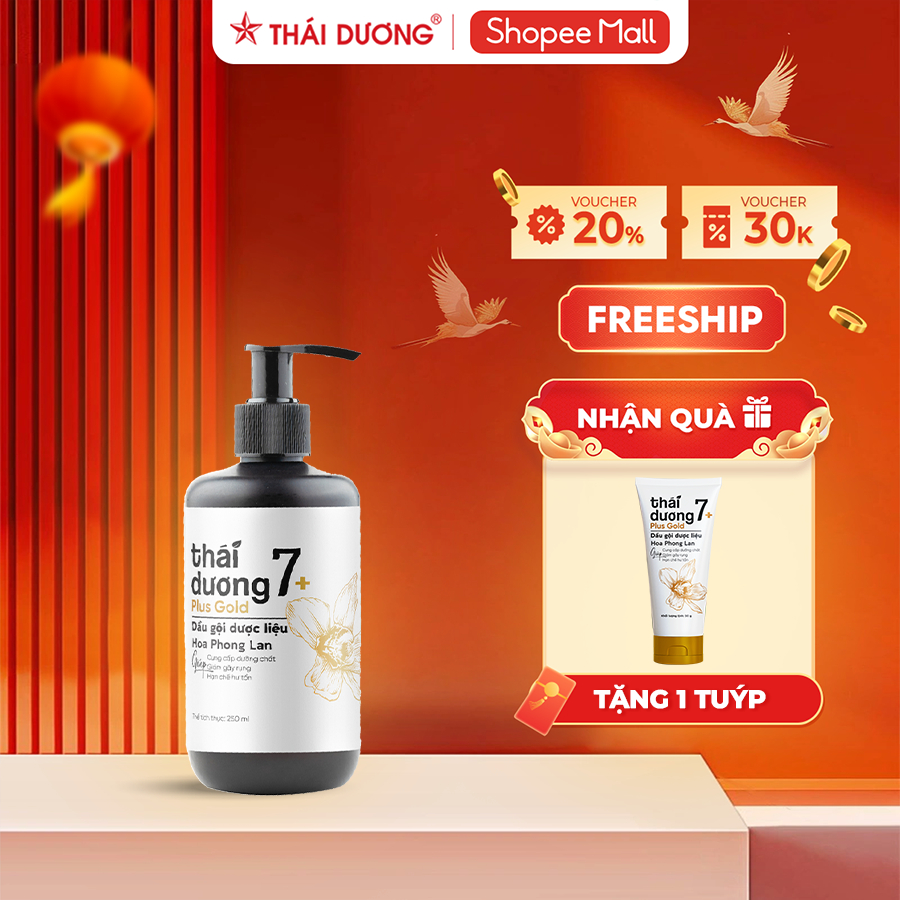 [Live] Dầu gội dược liệu Thái Dương 7 Plus Gold 250ml/500ml cho tóc khô xơ, hư tổn tặng tuýp Thái Dư