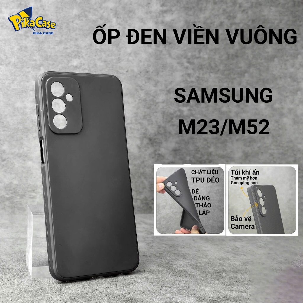 Ốp lưng dt Samsung M23 5G / M52 5G pikacase trơn màu đen | Ốp điện thoại SS galaxy dẻo bảo vệ camera