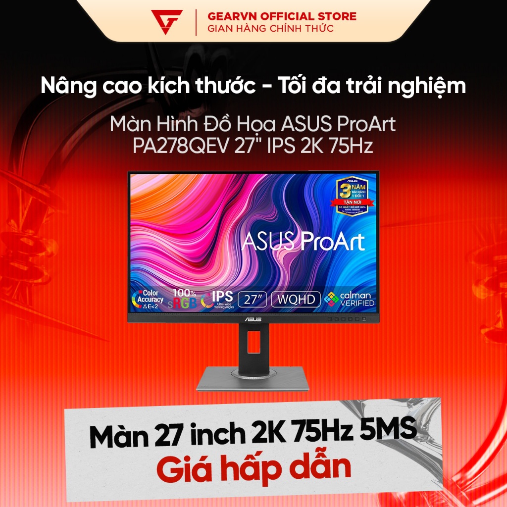 Màn hình ASUS ProArt PA278QEV 27" IPS 2K 75Hz chuyên đồ họa | BigBuy360 - bigbuy360.vn