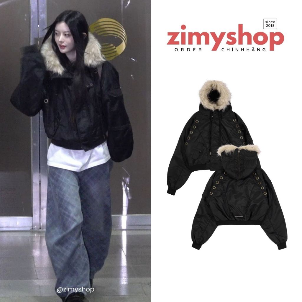 CHÍNH HÃNG ÁO MINJU MẶC EYELET FUR MA-1 FANCY CLUB HÀN QUỐC