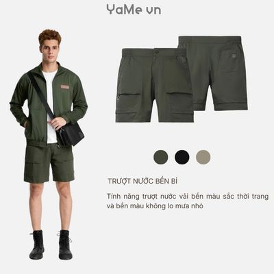 Quần Đùi Dù Nam RainShield™ Trượt Nước Lưng Phối Thun Co Giãn The No Style 197 Dáng Rộng Rãi F4 23579 |YaMe|