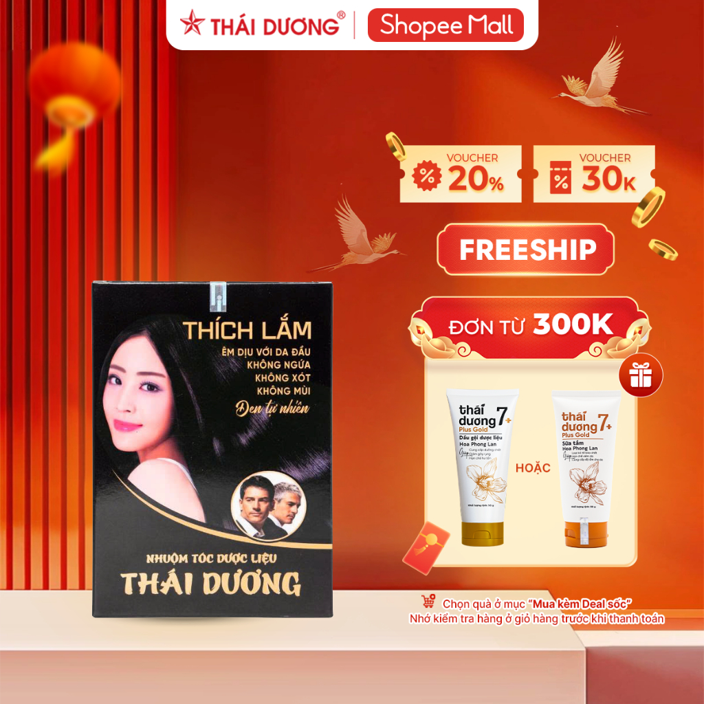 [DẠNG GEL PHA SẴN]  Nhuộm tóc dược liệu Thái Dương  màu đen Thích Lắm hộp 5 gói - Sao Thái Dương