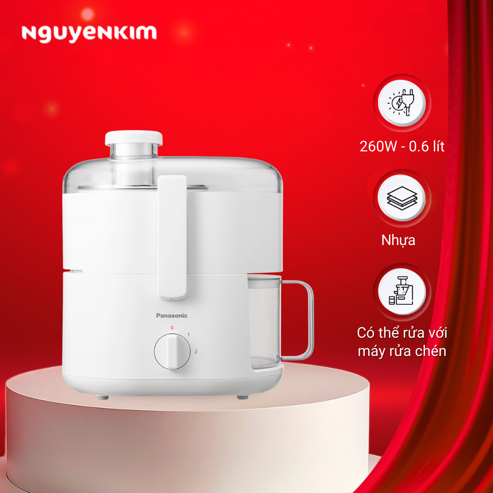 Máy Ép Trái Cây Panasonic MJ-CS100WRA - 600ml, Trắng, 2 Tốc Độ Ép