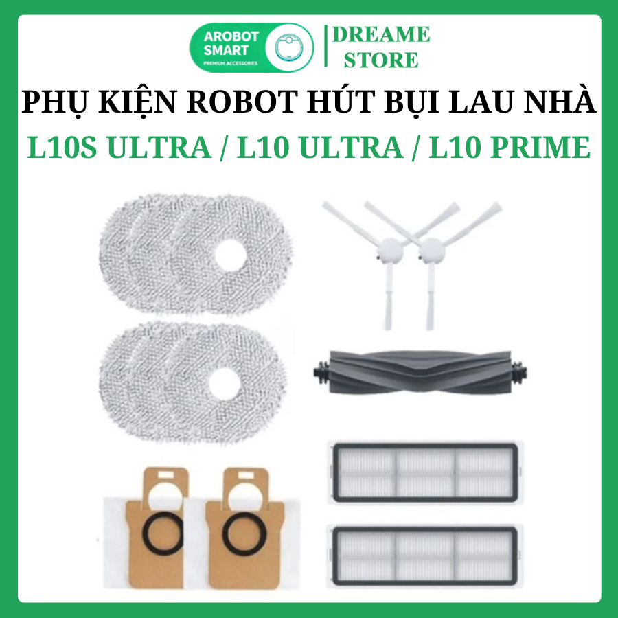 Phụ kiện Robot hút bụi Dreame L10S Ultra, L10 Ultra, L10 Prime - Chổi chính, Lọc Hepa, Khăn lau, Chổ