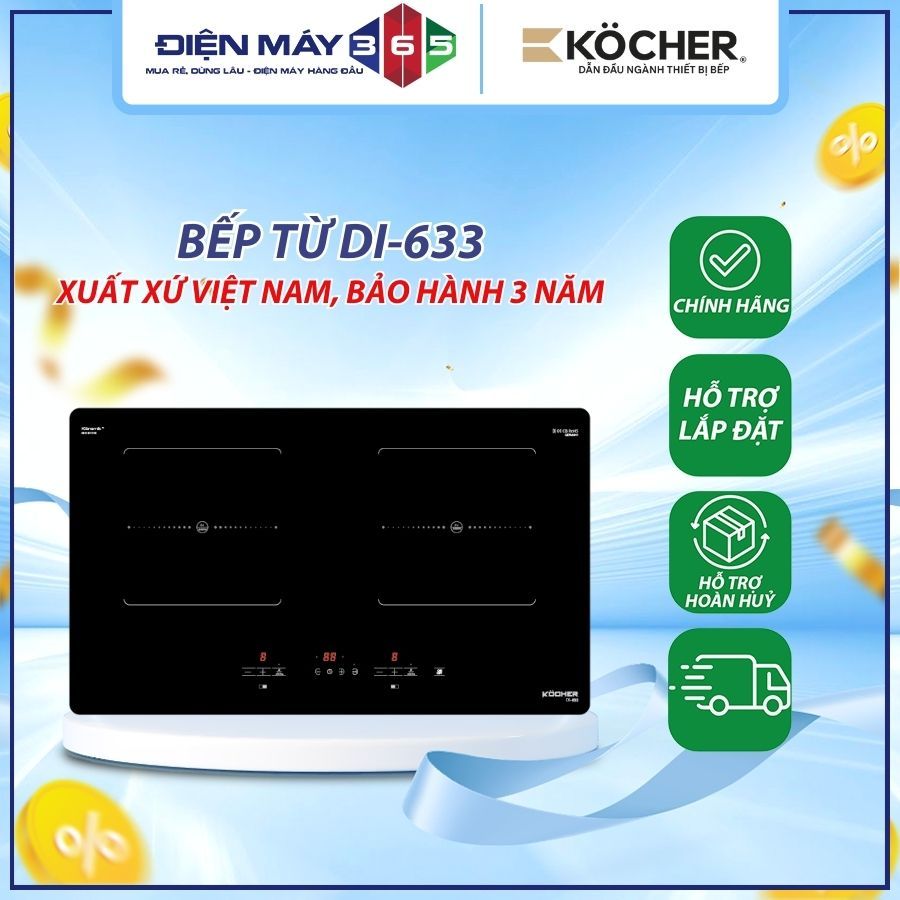 Bếp từ Kocher DI-633 & Bếp điện từ Kocher EI-633 – Thiết Kế Hiện Đại, Bền Đẹp, Dễ Điều Khiển