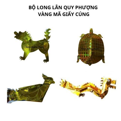 Bộ long lân quy phượng giấy vàng mã