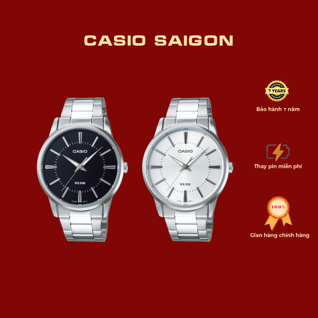 (Chính Hãng) Casio Nam MTP-1303D Dây Kim Loại Size 40mm - Bảo Hành 7 Năm
