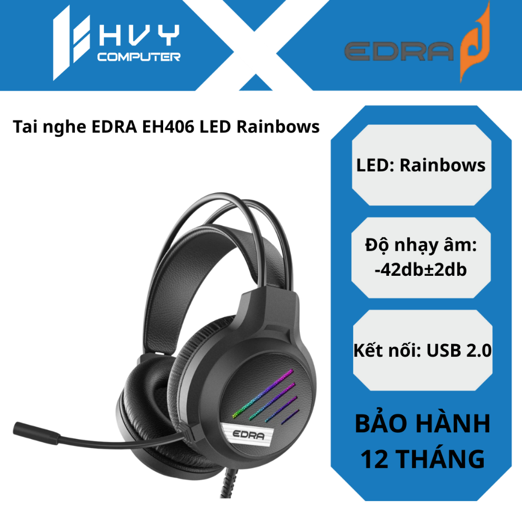 Tai nghe EDRA EH406 LED Rainbows - Hàng chính hãng