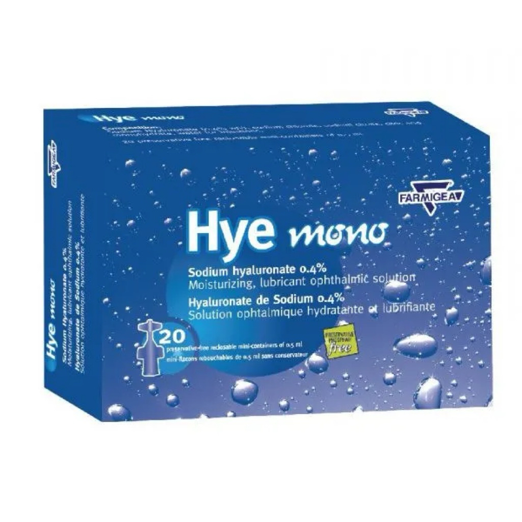 Nhỏ mắt Hye Mono 0.4%-Nước mắt nhân tạo-Giúp giảm khô mắt mỏi mắt-Ý-Hộp 20 tép-Date 10/2027