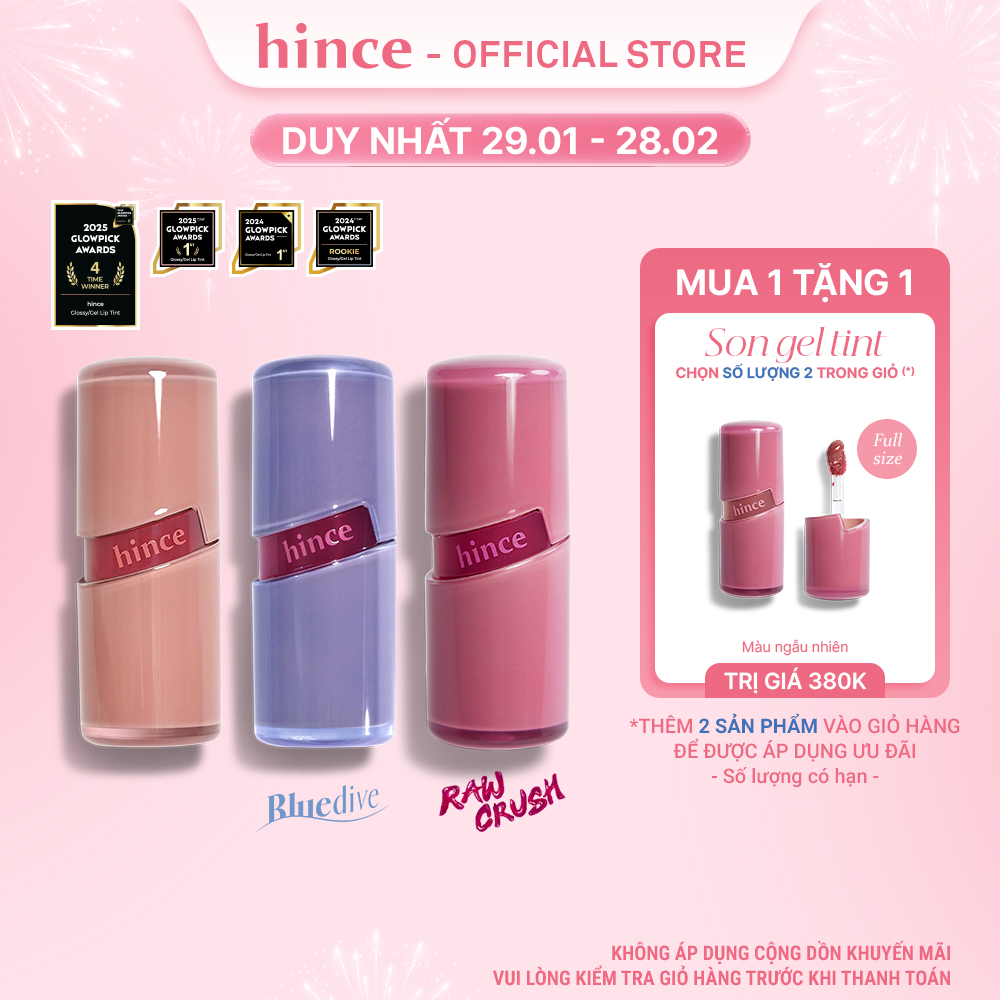 [HOT] Son gel tint căng bóng tự nhiên hince Raw Glow Gel Tint 4ml